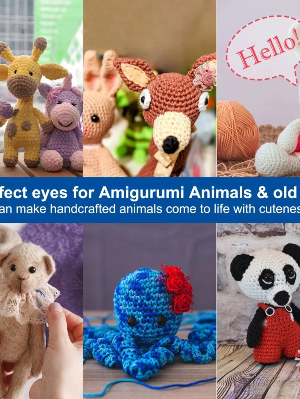 RuWfpz Glitter Safety Eyes for Crocheting Amigurumi 18-30mm - 4 Colors Stuffed C